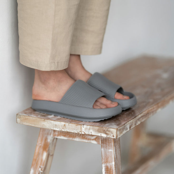 Mens Cushion Slides - Cloud Slides Grey